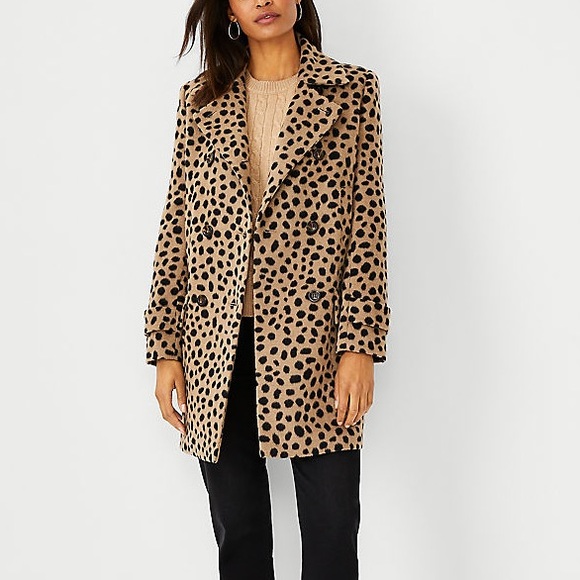 Ann Taylor Jackets & Blazers - NWT Ann Taylor Animal Print Peacoat Cream & Black Size Large
